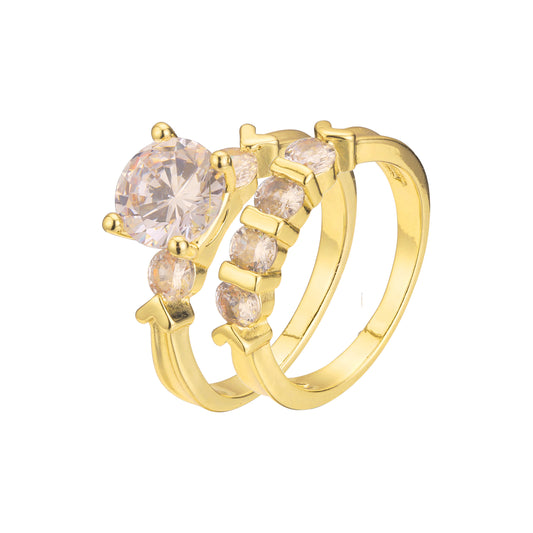 18K ゴールド、ホワイト ゴールド、14K ゴールド メッキ色の重ね付け可能なリング