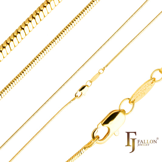 Thin Snake chains plated in 14K Gold, Rose Gold