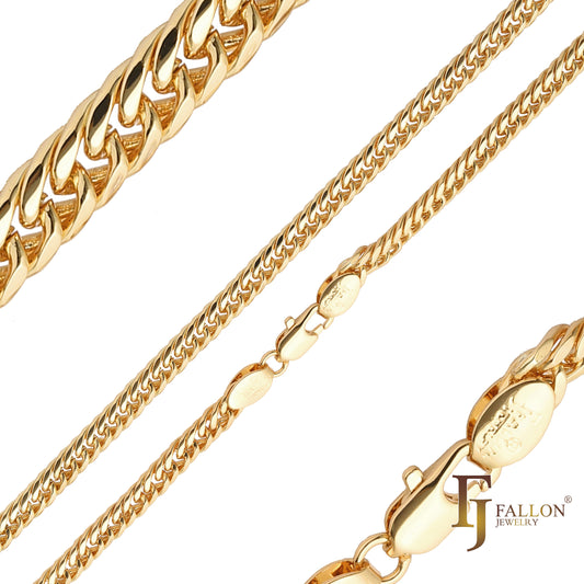 ホワイトゴールド、14K ゴールド、ローズゴールド、18K ゴールドでメッキされたキューバ製トリプルリンク チェーン