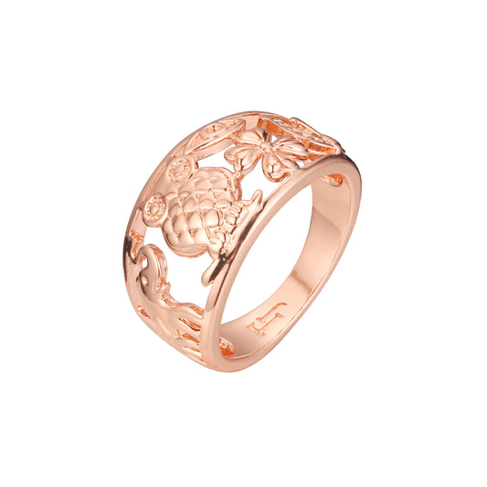 Rose Gold rings with elephant, owl and clover
