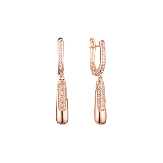 Brincos Cluster cz drop ouro 14K, ouro 18K, ouro rosa