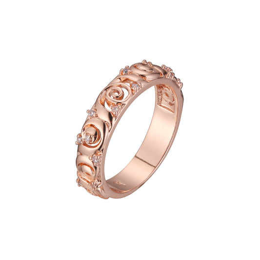 Rose Gold Wedding band flower rings