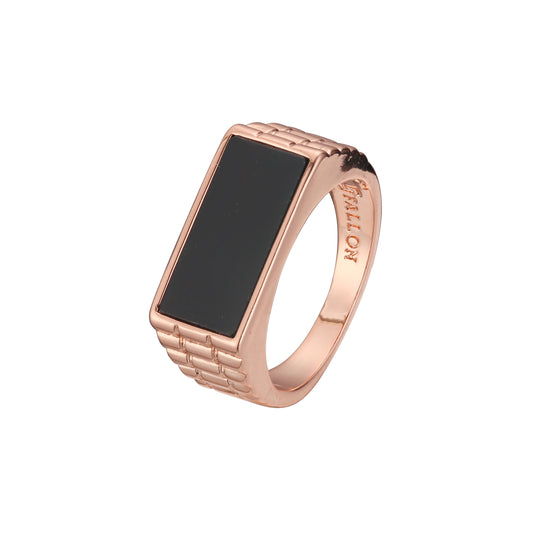 ブラック オイル ペイント ローズ ゴールド メンズ シグネット リング