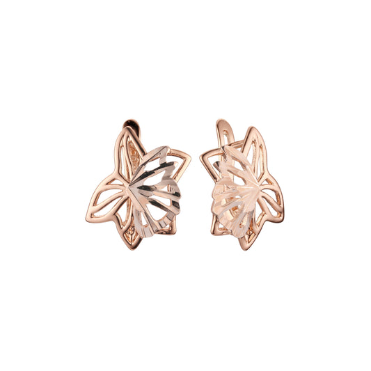 Aretes en Oro 14K, Oro Rosa, baño en dos tonos
