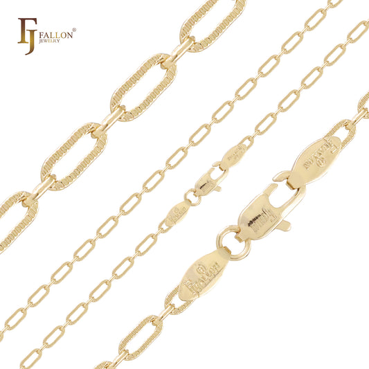 Enlace de clip martillado texturizado Oro de 14 quilates, cadenas de oro rosa