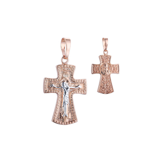 Orthodox Maltese Cross pendant in Rose Gold, two tone plating colors