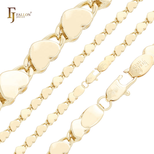 Eslabón de caracol en forma de corazón Oro de 14 quilates, cadenas elegantes de oro rosa