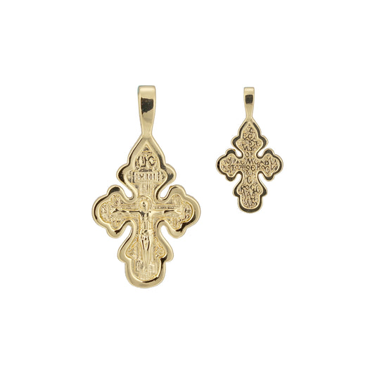 Orthodox cross budded pendant in Rose Gold, 14K Gold plating colors
