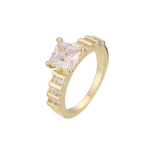 Anillos apilables de adoquines talla esmeralda en colores Oro 18K, Oro Blanco, Baño Oro 14K