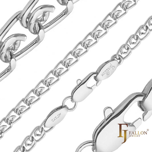 .Cadenas de eslabones tipo cable Weaving love chapadas en Oro Blanco