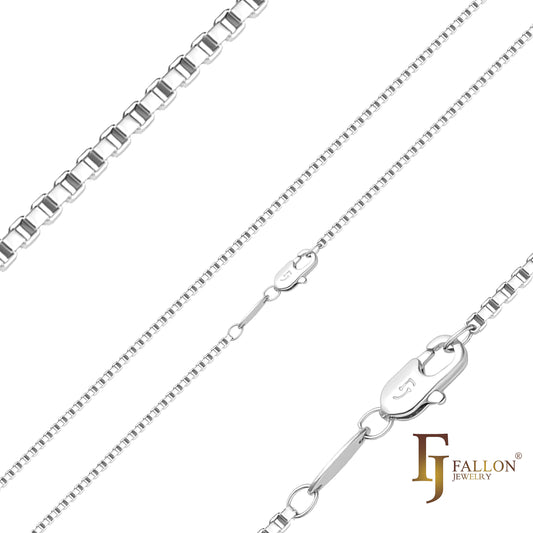 Cadenas de eslabones Thin Box enchapadas en Oro 14K, oro rosa, oro blanco