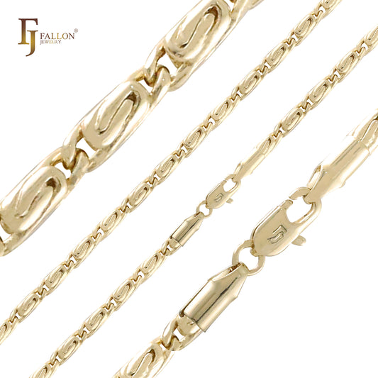 14K金圆形蜗形链节,玫瑰金链条