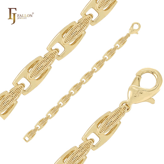 Pulseras de oro de 14 quilates con eslabones de lujo de FJ Jewelry