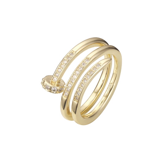 Brincos de cabeça de prego Juste Un Clou em ouro 14K e anéis em ouro rosa