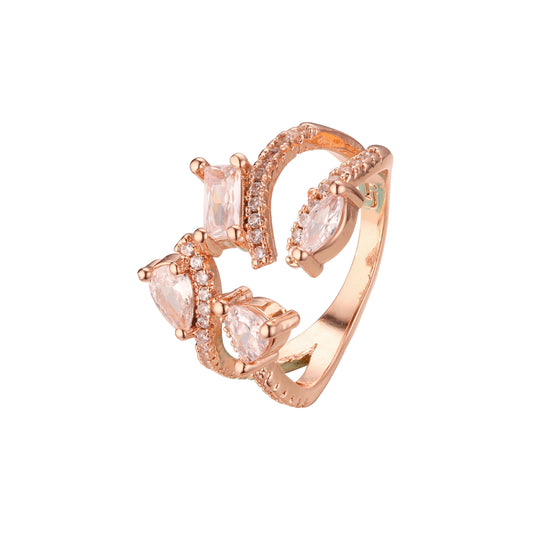 Fashion rings with different shape stones in 14K Gold, Rose Gold plating colors