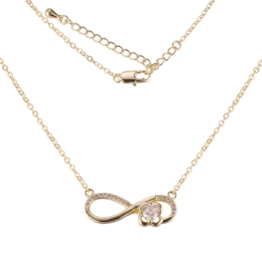 Colar solitário de zircônia cúbica ZC Infinity 8 banhado a ouro 14K, ouro branco