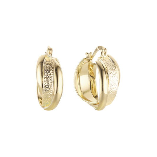 14K 金、玫瑰金圈形耳环,双色