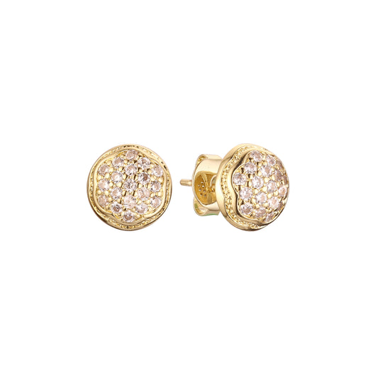 Aretes en Oro de 14K, baño de Oro Blanco colores