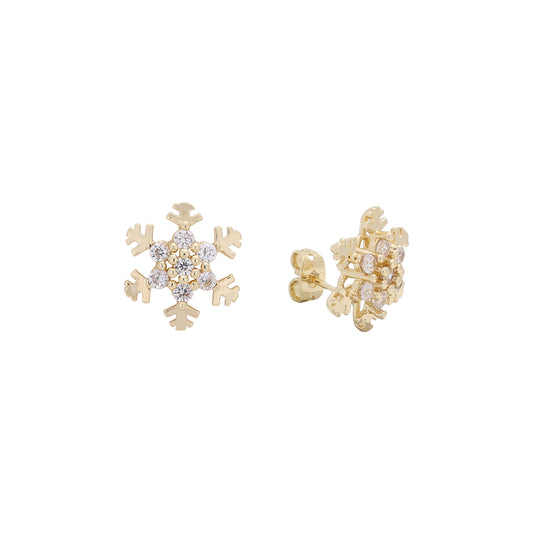 Aretes de oro de 14 k con copos de nieve