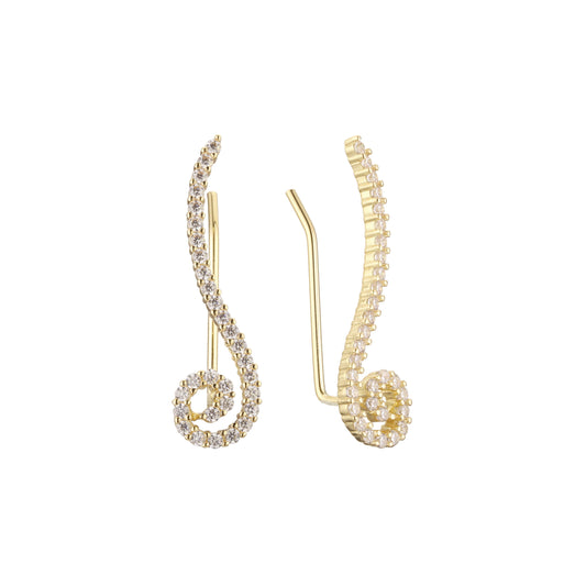 Серьги-гусеницы из Жёлтое золото 585 пробы с покрытием из Красное золото 585 пробы