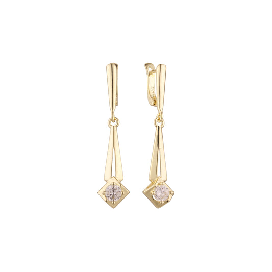Solitaire earrings in 14K Gold, Rose Gold, two tone plating colors
