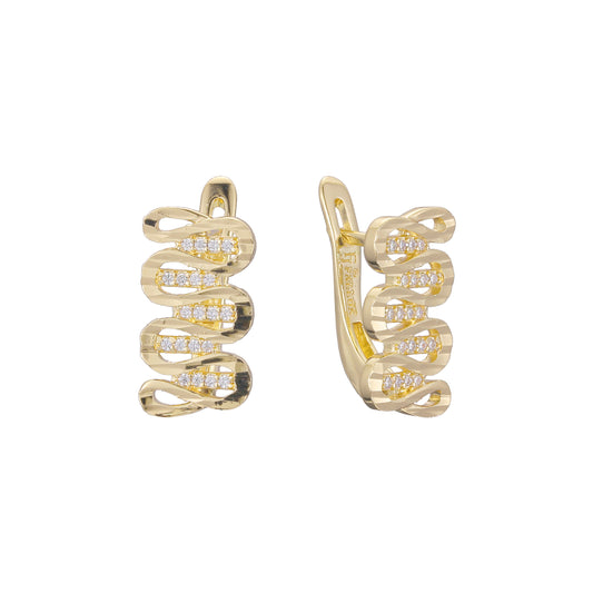 Aretes de serpentina en Oro de 14K, Oro Rosa, baño de dos tonos