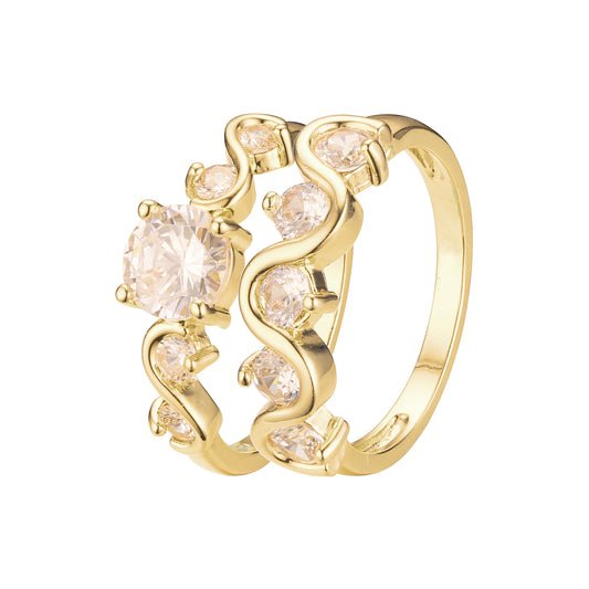 Anillos apilables de racimo en colores de baño de oro de 18 quilates, oro blanco, Oro 14K, oro rosa
