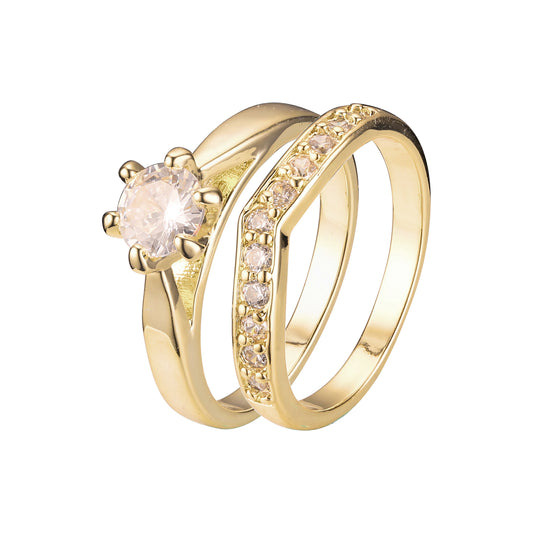 18K ゴールド、ホワイト ゴールド、14K ゴールド メッキ色の重ね付け可能なリング