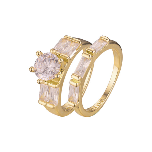 18K ゴールド、ホワイト ゴールド、14K ゴールド メッキ色の重ね付け可能なリング