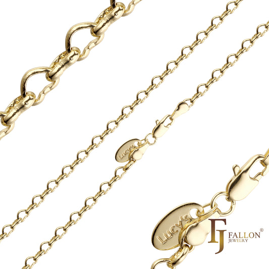 Cadenas de eslabones tipo cable elegantes con forma de corazón chapadas en oro de 14 quilates y oro rosa