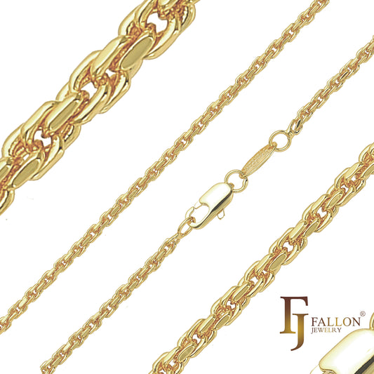 Cadenas de cuerda de oro rosa con corte de diamante y oro de 14 quilates