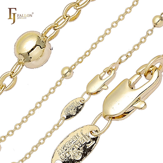 Бусины Rolo Link Цепочки из 14-каратного золота, розового золота, белого золота