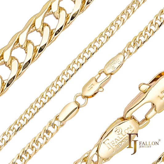 ダブルキューバリンク 14K ゴールド、18K ゴールド、ホワイトゴールド チェーン