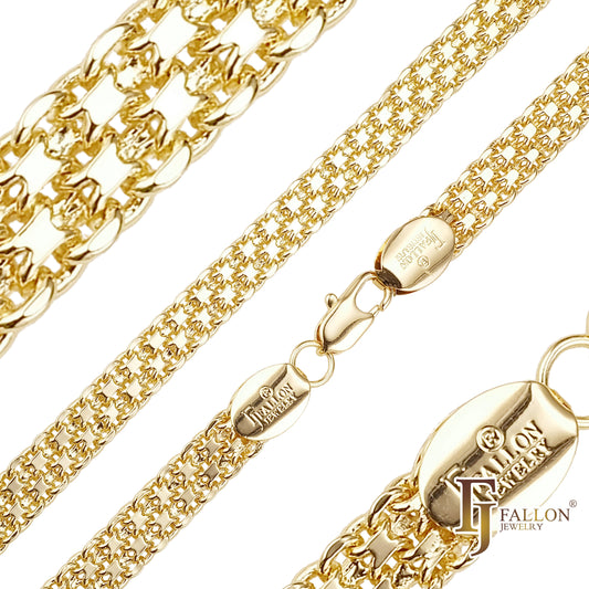 .Bismarck weaving anchor triple link 14K Gold, two tone chains