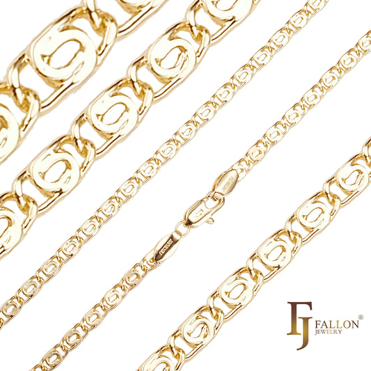 18K 金、14K 金、玫瑰金、白金蜗牛锁孔链