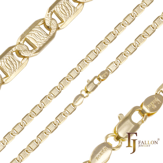 Mariner link curved ripple hammered 14K Gold, Rose Gold, two tone chains YIAKQ