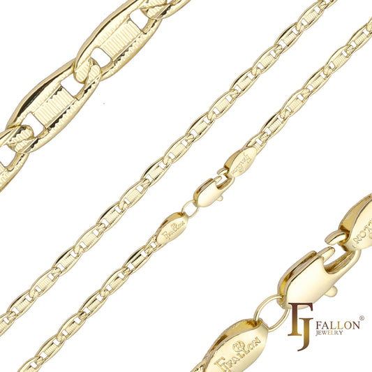 Mariner link hammered chains plated in 14K Gold, two tone