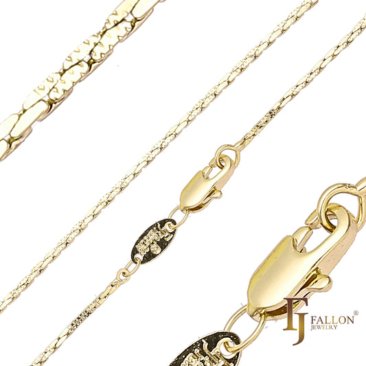 {カスタマイズ} 14K ゴールドメッキのファンシーボストンリンクハンマーチェーン