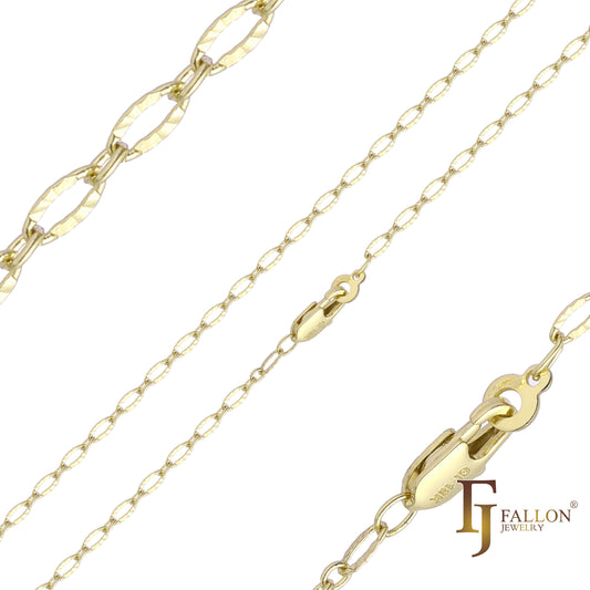 Sunburst Sequin chains plated in 14K Gold, Rose Gold, two tone