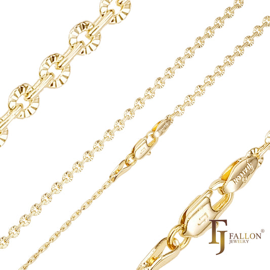 14K金亮片旭日纹,玫瑰金链条