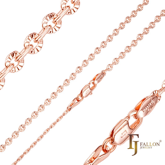 14K金亮片旭日纹,玫瑰金链条