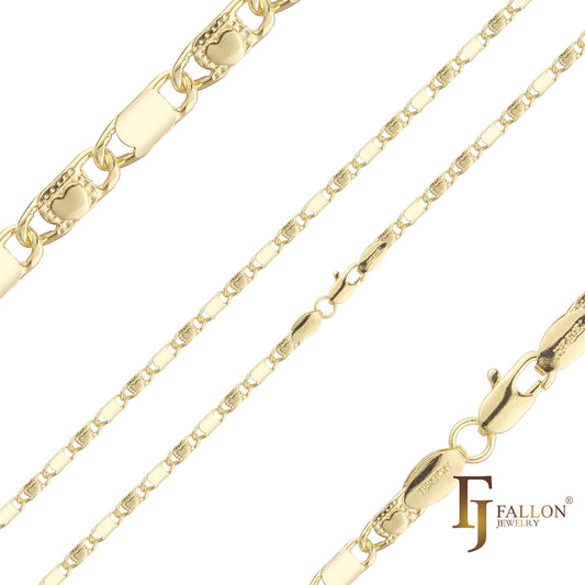 14K vergoldete Panzerketten mit flachen ovalen Gliedern