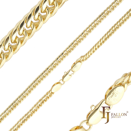 ホワイトゴールド、14K ゴールド、ローズゴールド、18K ゴールドでメッキされたキューバ製トリプルリンク チェーン