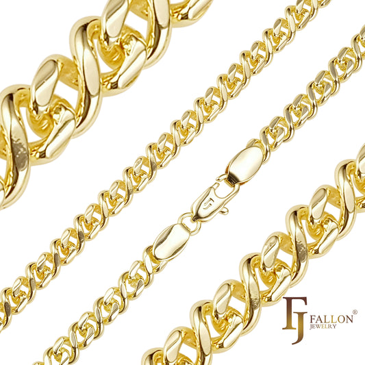 .Cadenas Classic Infinity de 8 eslabones chapadas en Oro Blanco, Oro 14K, Oro Rosa, bicolor