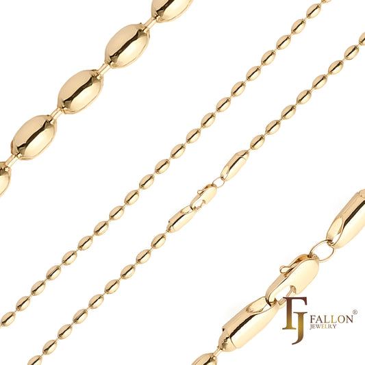 Cadenas de cuentas enchapadas en oro de 14K