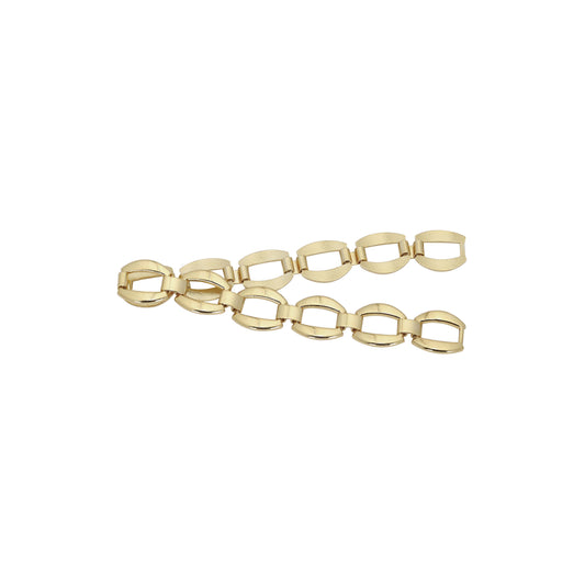 Pulseras retro italianas de eslabones ovalados con hebilla ancha chapada en oro de 18 quilates en colores