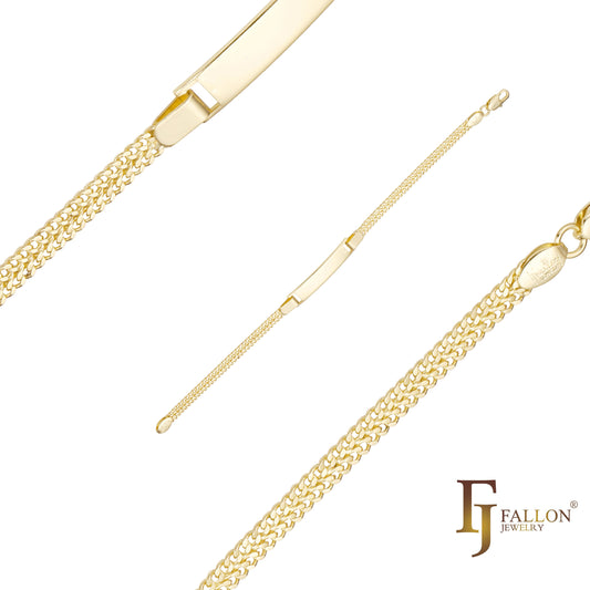 Мужские браслеты с двойным кубинским звеном из 14-каратного золота с застежкой-коробкой