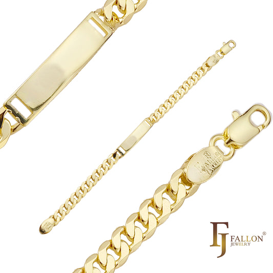 Pulseiras de identificação masculinas de elo cubano banhadas nas cores ouro rosa