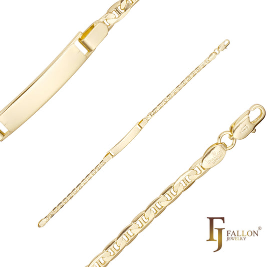 Pulseiras masculinas Mariner link banhadas a ouro 14K
