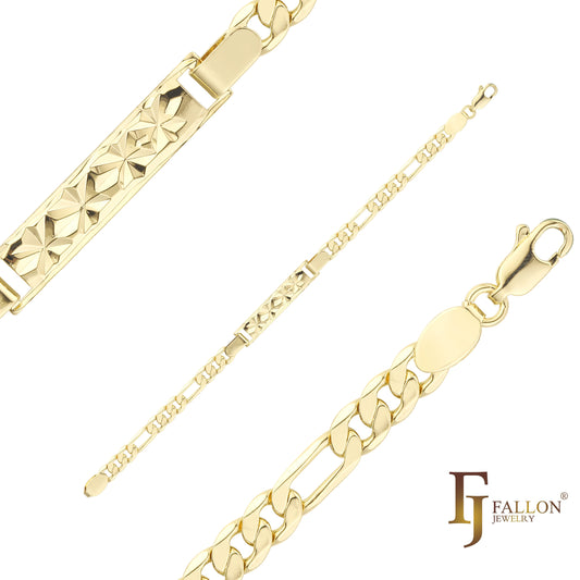 Pulseras identificativas de hombre Figaro link chapadas en oro de 14K colores